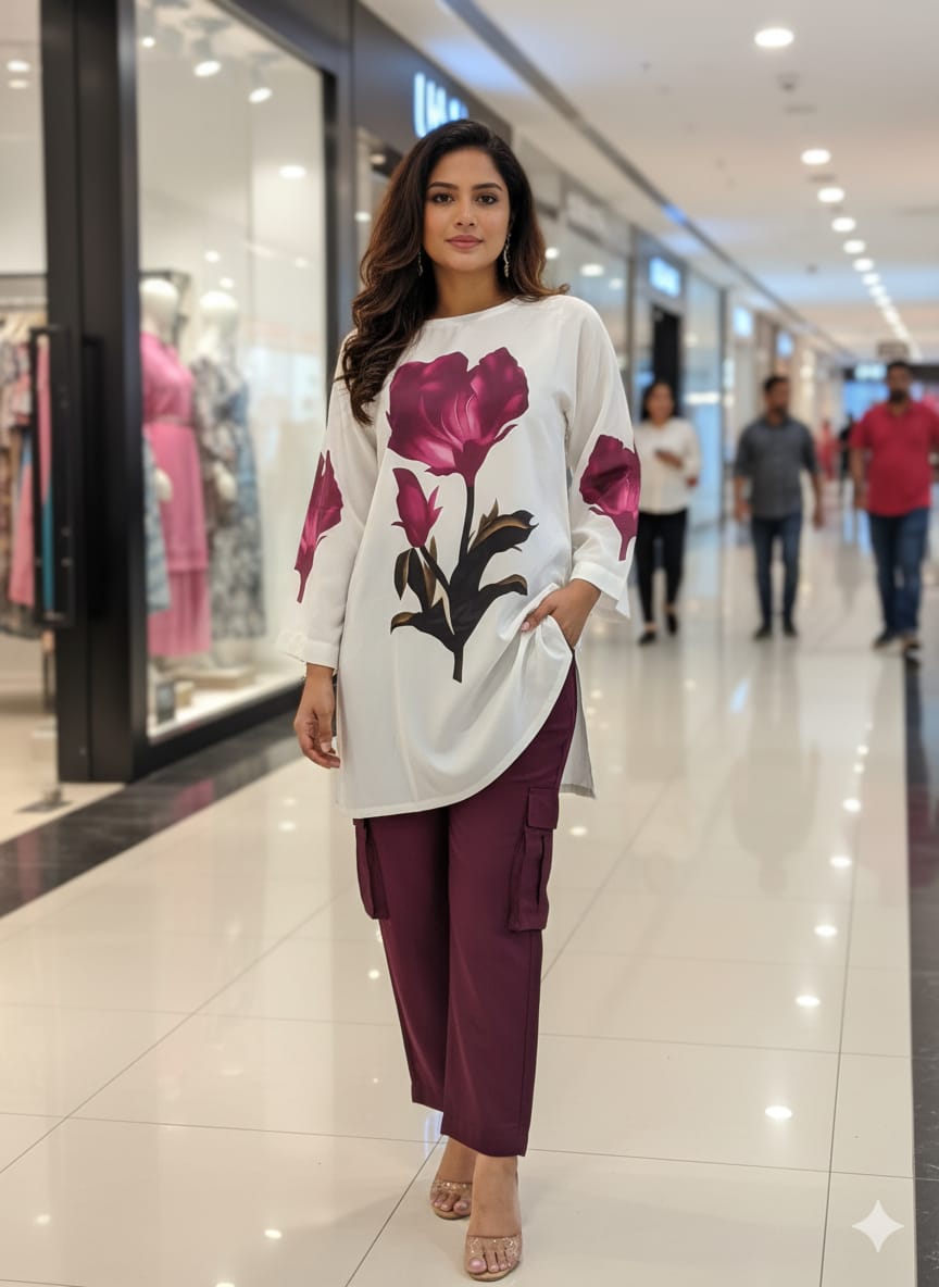 Flower Print with cargo trouser