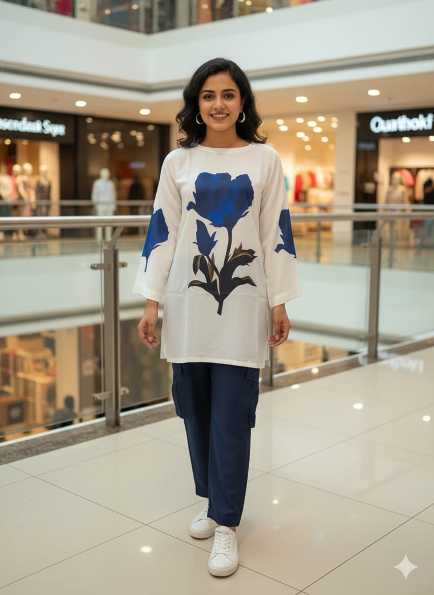 Flower Print with cargo trouser